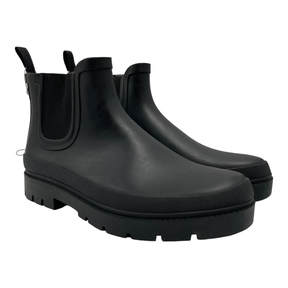 NWOT Rain Boots Kaden Rubber Double Gore Block Heel Universal Thread Black US 10